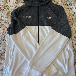 American Eagle Outfitters Charcoal and White Zip-Up Hoodie Men’s Size Large